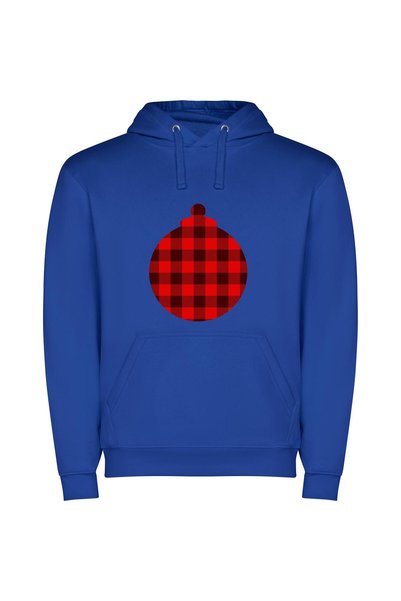 iLovePrints Plaid Flannel Ornament Φούτερ με κουκούλα σε χρώμα Μπλε