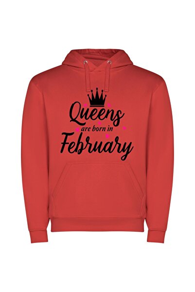 iLovePrints Crowned February's Regal Beauty Φούτερ με κουκούλα σε χρώμα Κόκκινο