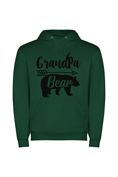 iLovePrints Stencil Bear, Grandpa's Pride Φούτερ με κουκούλα σε χρώμα Πράσινο