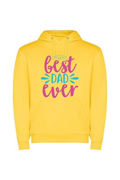 iLovePrints Dad-perfect Typography Bliss Φούτερ με κουκούλα σε χρώμα Κίτρινο