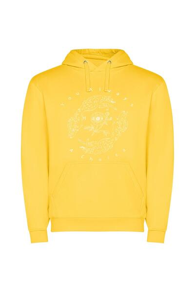 iLovePrints Monochrome Floral Embrace Φούτερ με κουκούλα σε χρώμα Κίτρινο
