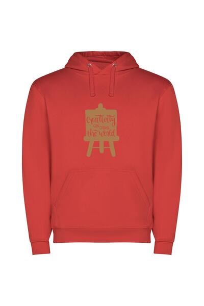 iLovePrints Creative World-Changer Φούτερ με κουκούλα σε χρώμα Κόκκινο