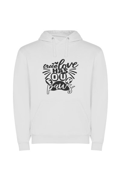 iLovePrints Pawfect Love in Monochrome Φούτερ με κουκούλα σε χρώμα Λευκό