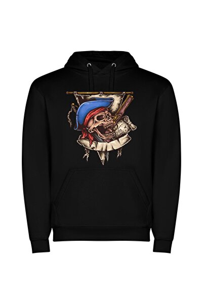 iLovePrints Pirates Unleashed: Illustrated Skulls Φούτερ με κουκούλα σε χρώμα...