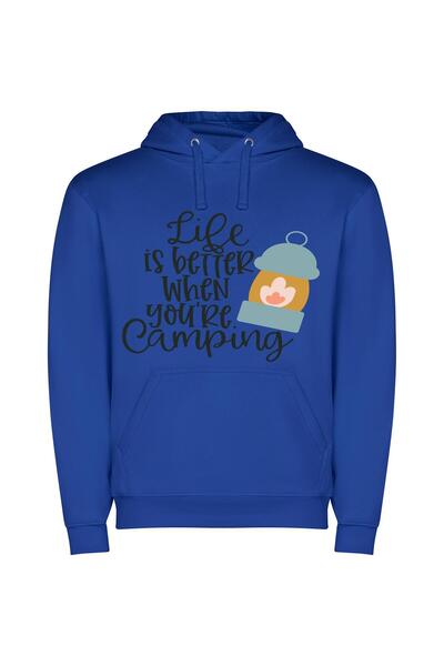 iLovePrints Camp Life Bliss Φούτερ με κουκούλα σε χρώμα Μπλε