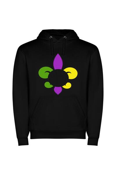 iLovePrints Vivid Floral Symphony Φούτερ με κουκούλα σε χρώμα Μαύρο