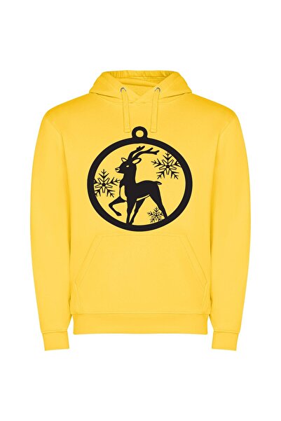 iLovePrints Shadowed Deer Vector Art Φούτερ με κουκούλα σε χρώμα Κίτρινο