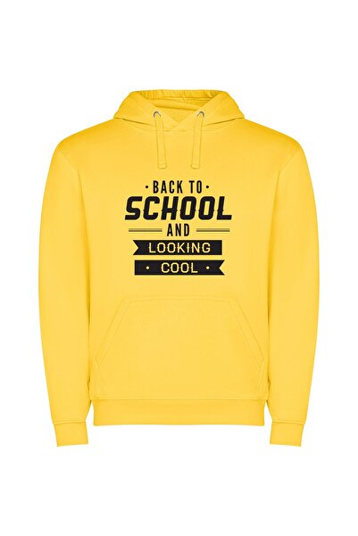 iLovePrints Chic Back-to-School Style Φούτερ με κουκούλα σε χρώμα Κίτρινο