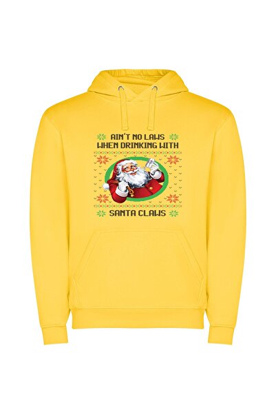 iLovePrints Santa's Daring Arsenal Φούτερ με κουκούλα σε χρώμα Κίτρινο