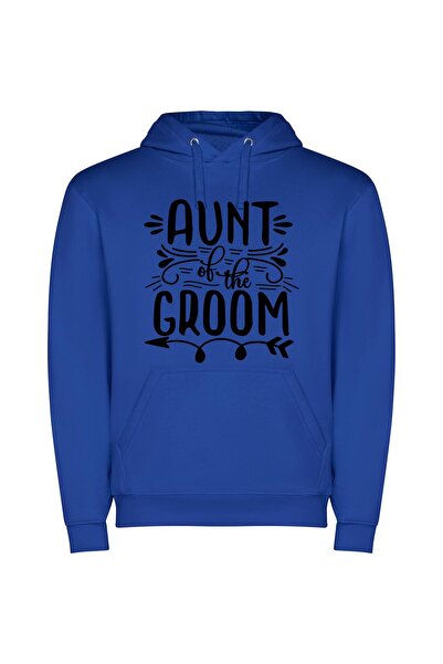 iLovePrints Elegant Groom's Aunt Print Φούτερ με κουκούλα σε χρώμα Μπλε