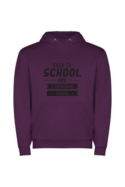 iLovePrints Chic Back-to-School Style Φούτερ με κουκούλα σε χρώμα Μωβ