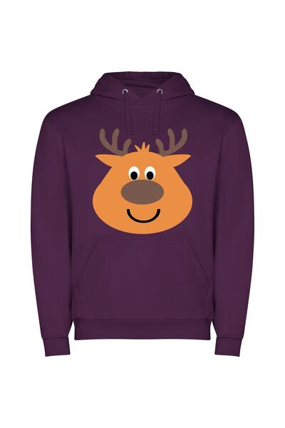 iLovePrints Anthro Deer Clipart Φούτερ με κουκούλα σε χρώμα Μωβ