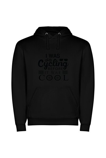 iLovePrints Cool Cycles, Hot Trend Φούτερ με κουκούλα σε χρώμα Μαύρο