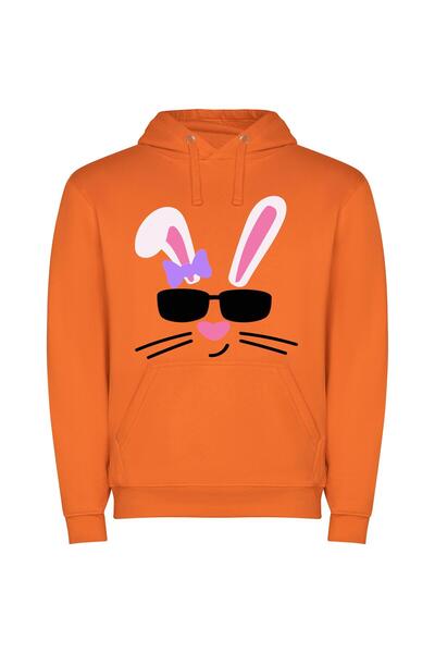 iLovePrints Feline Chic Eared Extravaganza Φούτερ με κουκούλα σε χρώμα Πορτοκαλί