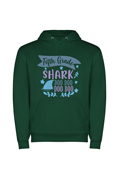 iLovePrints 5th Grade Shark Spectacle Φούτερ με κουκούλα σε χρώμα Πράσινο