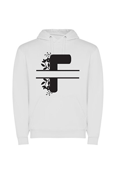 iLovePrints Monochrome Letter P Image Φούτερ με κουκούλα σε χρώμα Λευκό