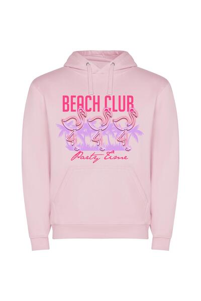 iLovePrints Retro Beach Club Vibes Φούτερ με κουκούλα σε χρώμα Ροζ