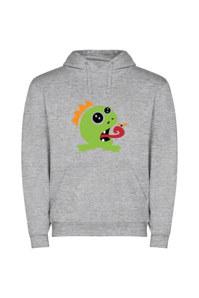 iLovePrints Vivid Monster Munchies Φούτερ με κουκούλα σε χρώμα Γκρι