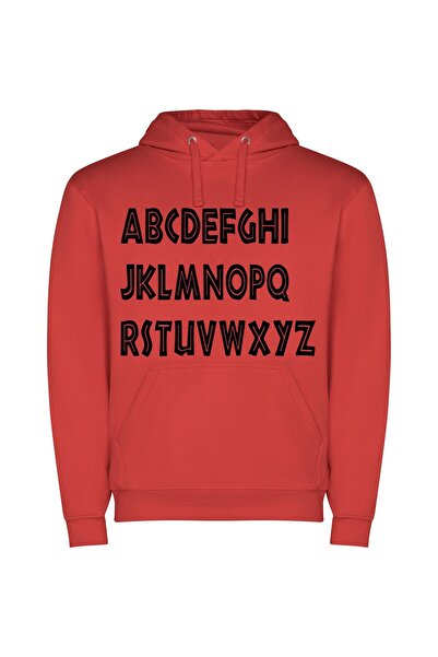 iLovePrints Sci-Fi ABC Extravaganza Φούτερ με κουκούλα σε χρώμα Κόκκινο