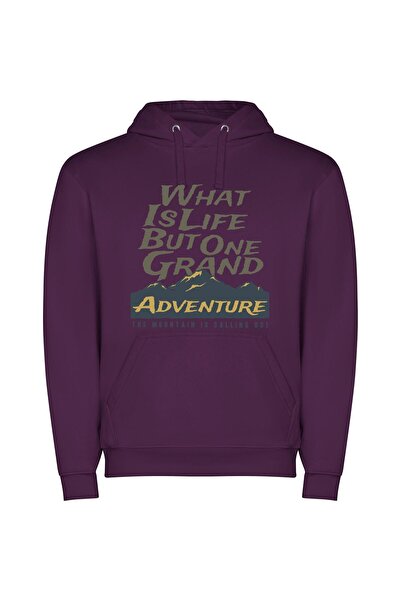 iLovePrints Grand Adventure Calls Φούτερ με κουκούλα σε χρώμα Μωβ