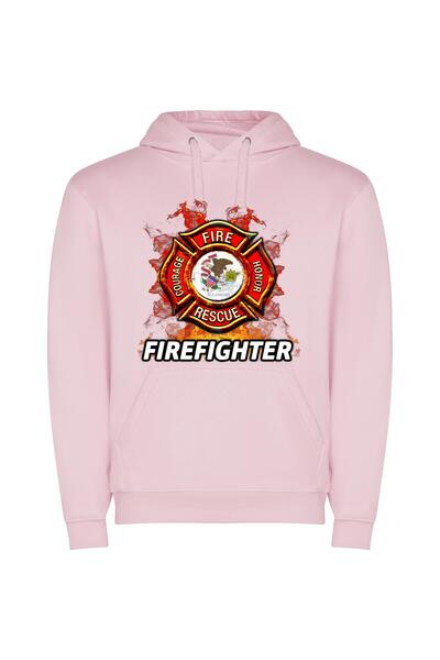 iLovePrints Fierce Chicago Fire Emblem Φούτερ με κουκούλα σε χρώμα Ροζ