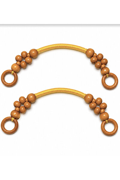Generic Brand Mâner de geantă cu șnur și mărgele din lemn, 40 cm, accesoriu p...