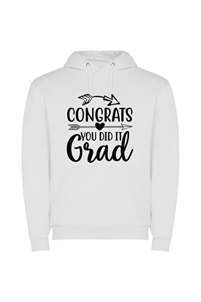 iLovePrints Victorious Graduation Achieved! Φούτερ με κουκούλα σε χρώμα Λευκό