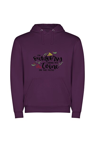 iLovePrints Outdoor Wine Enthusiast Φούτερ με κουκούλα σε χρώμα Μωβ