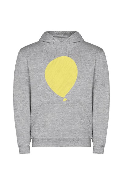 iLovePrints Gilded Yellow Balloon Beauty Φούτερ με κουκούλα σε χρώμα Γκρι