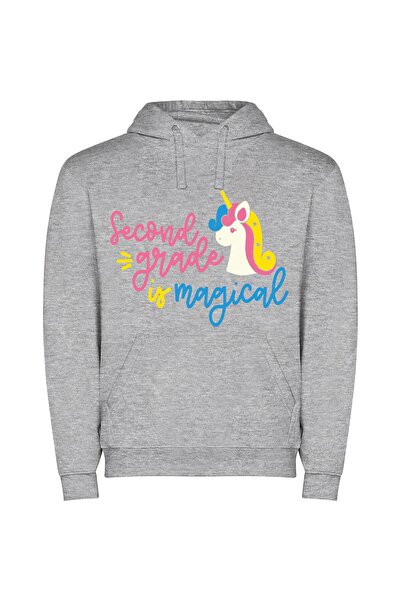 iLovePrints Magical Second Grade Wonderland Φούτερ με κουκούλα σε χρώμα Γκρι