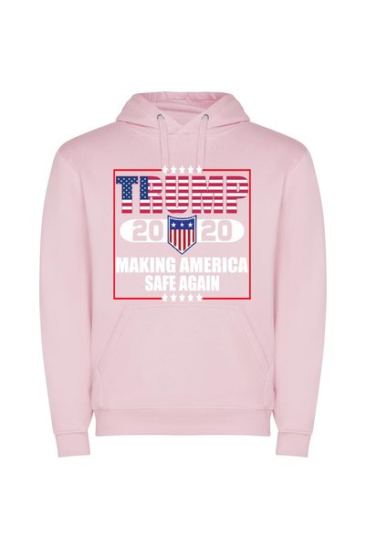 iLovePrints Trump's Patriotic Emblem: MAGA Φούτερ με κουκούλα σε χρώμα Ροζ