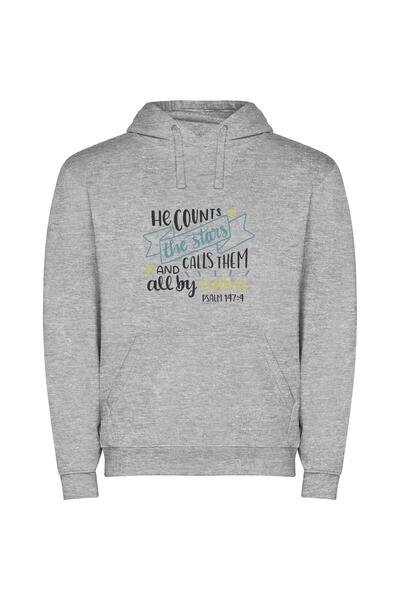 iLovePrints Celestial Names Embroidered Φούτερ με κουκούλα σε χρώμα Γκρι