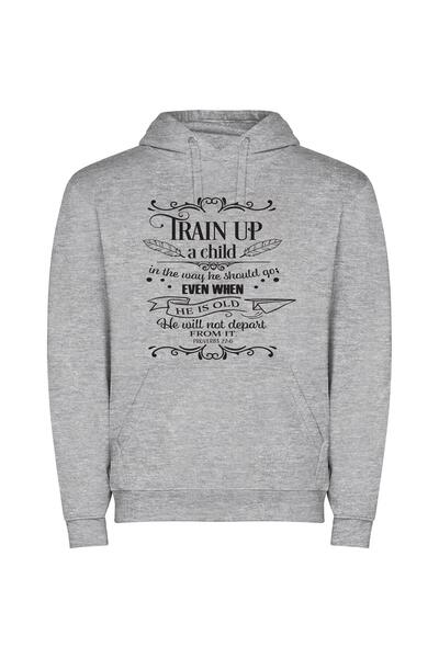 iLovePrints Train for Life's Journey Φούτερ με κουκούλα σε χρώμα Γκρι