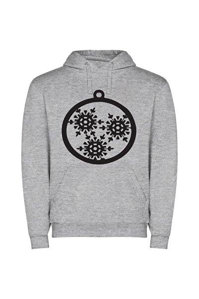 iLovePrints Elegant Snowflake Ornament Φούτερ με κουκούλα σε χρώμα Γκρι