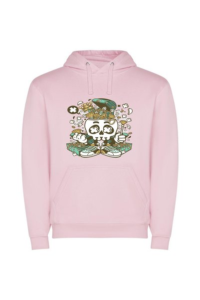 iLovePrints Vibrant Skull Feast Φούτερ με κουκούλα σε χρώμα Ροζ