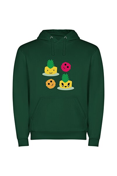 iLovePrints Pineapple Trio: Colorful Cute! Φούτερ με κουκούλα σε χρώμα Πράσινο