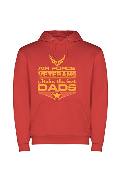 iLovePrints Proud Air Force Dads Φούτερ με κουκούλα σε χρώμα Κόκκινο