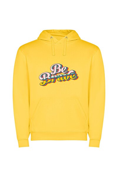 iLovePrints Bright Bravery's White Embrace Φούτερ με κουκούλα σε χρώμα Κίτρινο