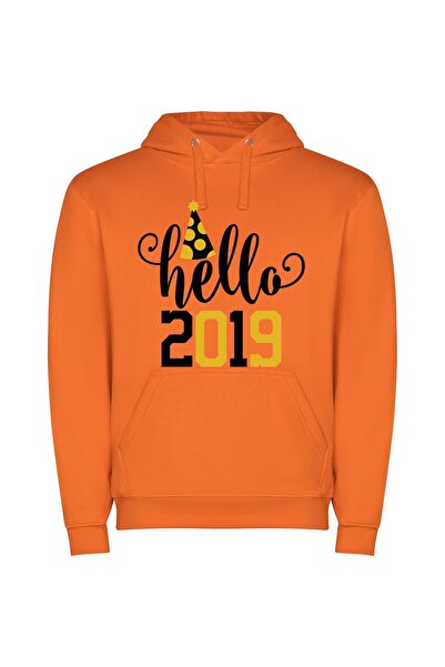 iLovePrints Trending 2019 Greetings Φούτερ με κουκούλα σε χρώμα Πορτοκαλί