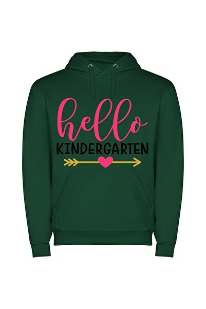 iLovePrints Hello Kids Art Logo Φούτερ με κουκούλα σε χρώμα Πράσινο