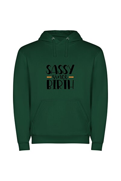 iLovePrints Birthed Sassin' Style Φούτερ με κουκούλα σε χρώμα Πράσινο