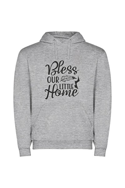 iLovePrints Humble Home Blessing Φούτερ με κουκούλα σε χρώμα Γκρι