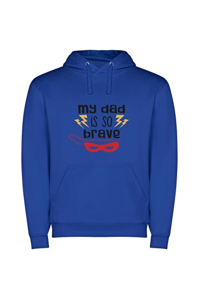 iLovePrints Fearless Fatherhood: Superhero Vibe Φούτερ με κουκούλα σε χρώμα Μπλε