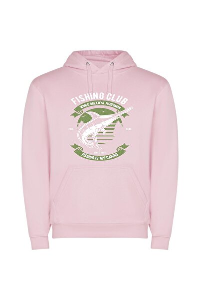 iLovePrints Fishing for Wild Success Φούτερ με κουκούλα σε χρώμα Ροζ