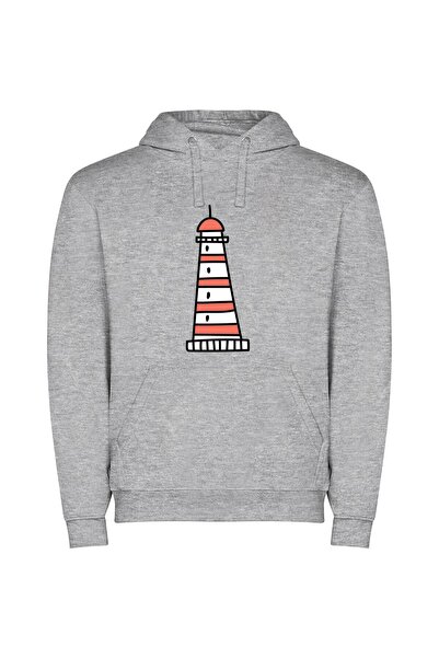 iLovePrints Radiant Lighthouse Beacon Φούτερ με κουκούλα σε χρώμα Γκρι