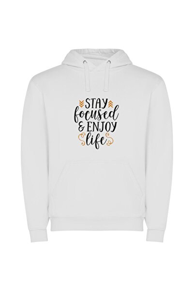 iLovePrints Life: Clear & Focused Φούτερ με κουκούλα σε χρώμα Λευκό