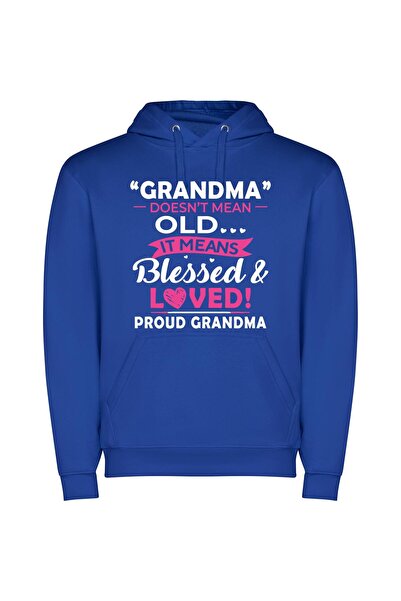 iLovePrints Cherished Grandma's Delight Φούτερ με κουκούλα σε χρώμα Μπλε
