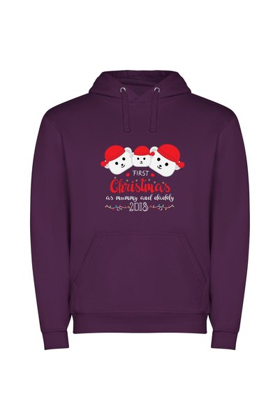 iLovePrints Jolly First Christmas Together Φούτερ με κουκούλα σε χρώμα Μωβ