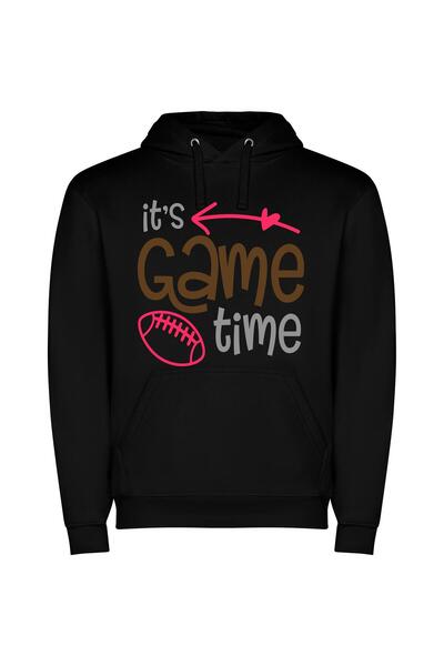 iLovePrints Game On: Football Fantasia Φούτερ με κουκούλα σε χρώμα Μαύρο
