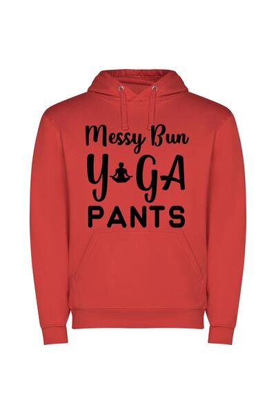 iLovePrints Chic Messy Pants Sign Φούτερ με κουκούλα σε χρώμα Κόκκινο